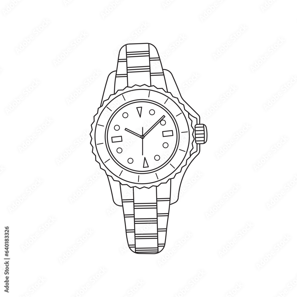 Hand drawn Kids drawing Cartoon Vector illustration flat watch icon Isolated on White Background