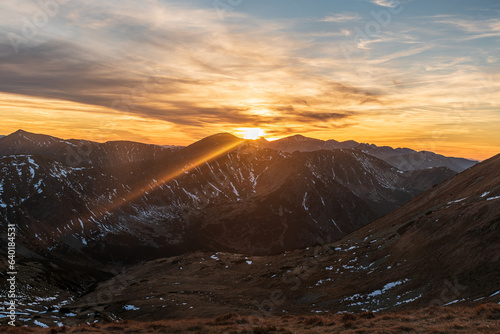 Sunset in autumn Western Tatras mountains