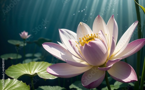 The Exquisite Pink Lotus Blossom Submerged in Tranquility ai generated