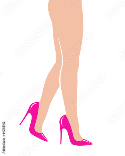 Women legs in high heel shoes graphic icon. Female feet isolated sign on white background. Vector illustration