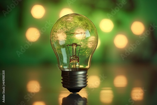 Lightbulb with growing vegetation inside of it. Renewable and sustainable energy concept. Generative Ai