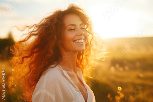 Sun-Kissed Beauty: Embodying Happiness and Serenity © Andrii 
