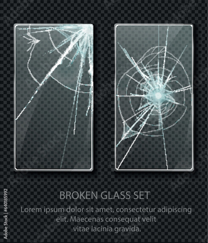 Glass framework, broken glass set