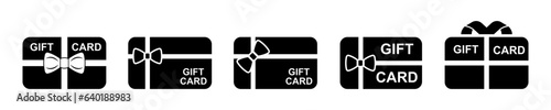 Set of gift card vector icons. Present for birthday.  Surprise bonus card. Vector 10 Eps. photo