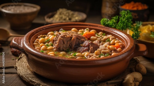 Hamin, a traditional Jewish slow-cooked stew,AI generated