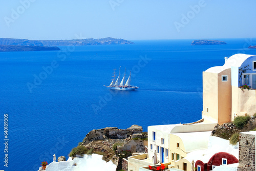 Traditional architecture of Oia village on Santorini island, Greece