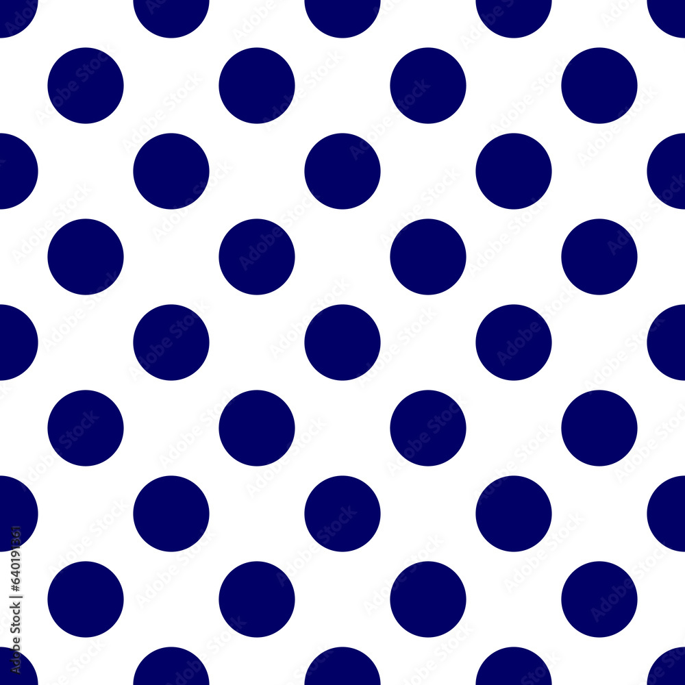 Seamless vector pattern with sailor navy blue polka dots isolated on white background. For desktop wallpaper, sailor blog website or spot fabric.