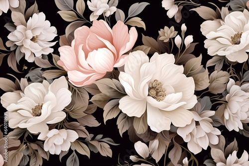 Decorative pattern floral art wallpaper design spring pink vintage flower blossom seamless