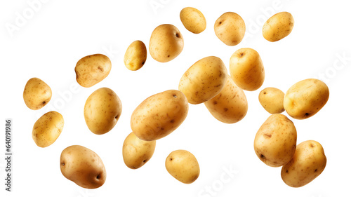 Fresh potatoes isolated on transparent background. PNG format