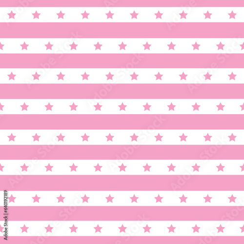 Striped pattern with a star. Pink texture Seamless vector stripes. Horizontal parallel stripes. Fabric for wrapping wallpaper. Textile sample. Abstract geometric background. bright pink simple. barbie