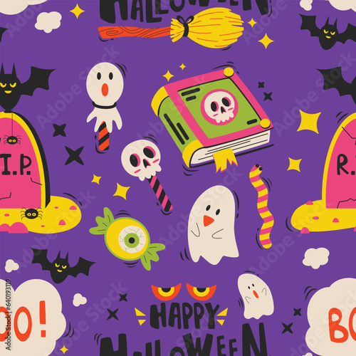 Halloween vector pattern. Endless texture can be used for wallpaper, fill pattern, background.