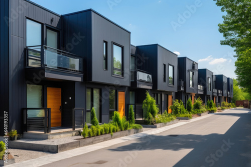Sleek Private Residences: Modern Modular Townhouses © AIproduction