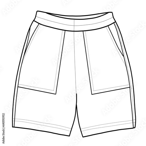 Bottom wear for toddlers. Short fashion flat sketch template vector illustration