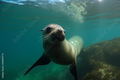 a seal is swimming