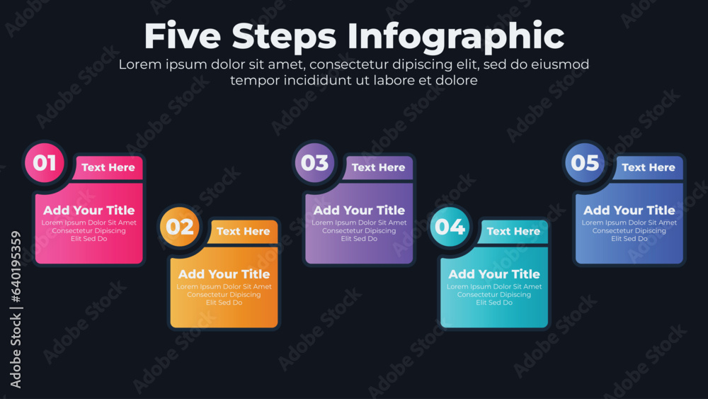 Abstract elements of graph and diagram with five steps infographic