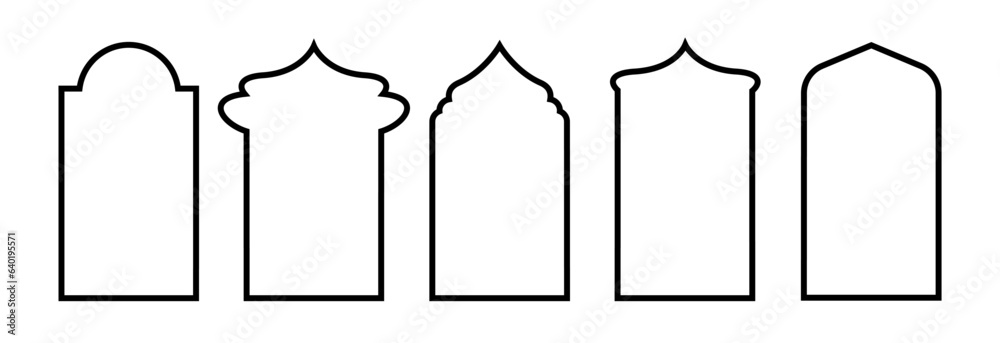 Islamic, arab line vector window icon set Islamic, arab line vector window icon set
