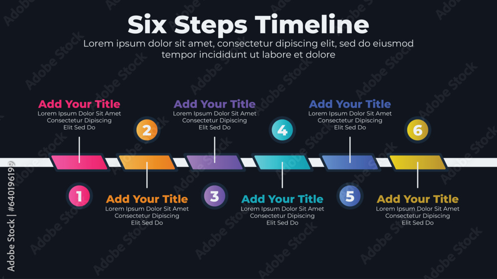 Obraz premium Gradient business timeline infographics template with dark theme
