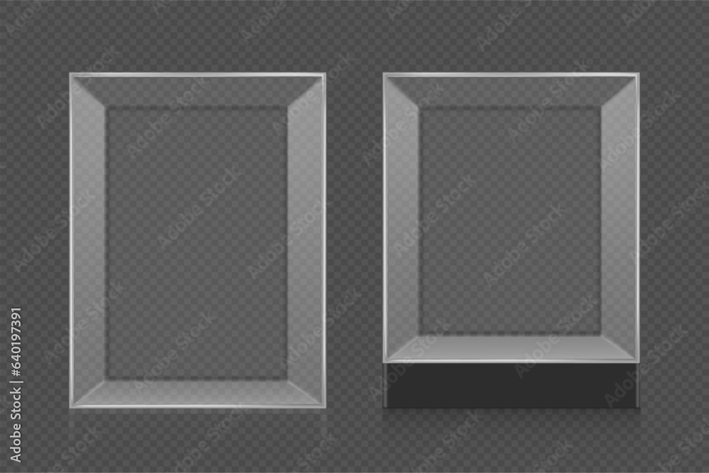 Glass empty cube template. Isolated on a transparent background. vector mockup Glass empty cube template. Isolated on a transparent background. vector mockup
