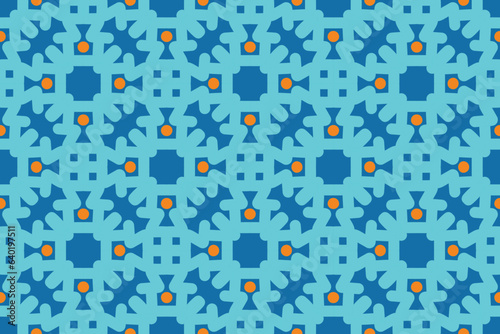 Fabric seamless pattern with blue and orange color