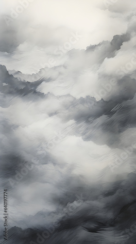 black and grey with white layer cloud fog effect antique watercolor brushstrokes AI generated