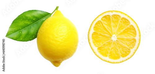 Ripe lemon isolated on transparent background. PNG format © seralex