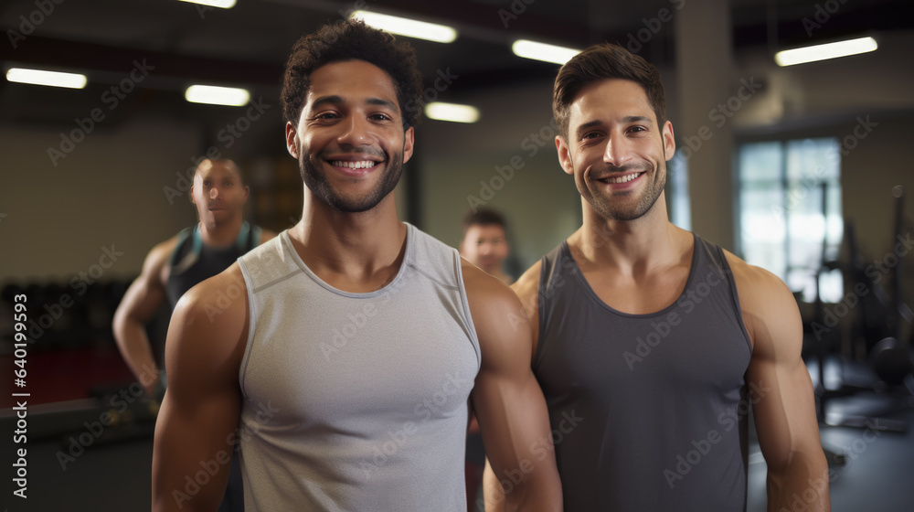 Portrait of athletically built men in a gym Portrait of athletically built men in a gym