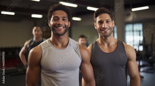 Portrait of athletically built men in a gym