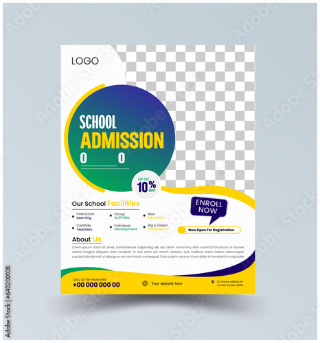 School admission Flyer, educational square flyer back to school flyer template.