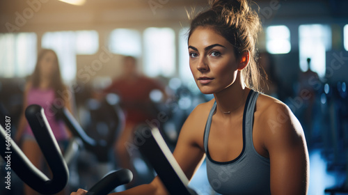 Portrait of a young athletic woman in a gym