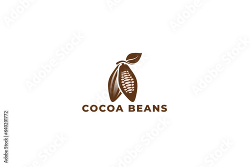 vector cocoa beans logo design