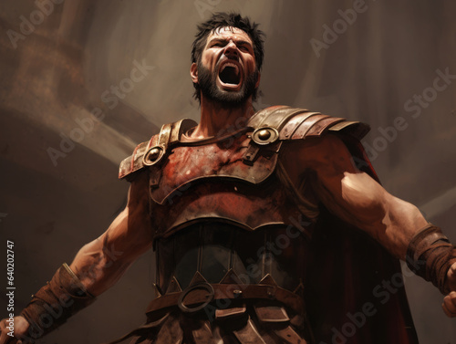 Gladiator in armor. Digital art.
