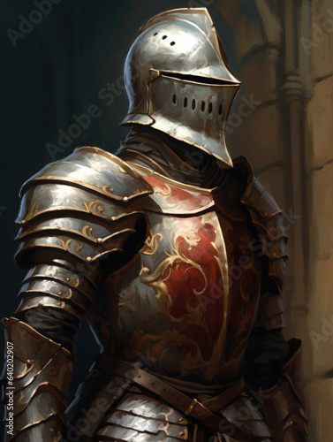 Armor of a medieval knight. Digital art.