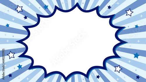 青　集中線　背景　キラキラ　シンプル　インパクト　フレーム