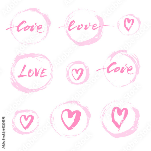Set of hand drawn love hear...