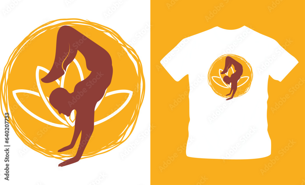 Obraz premium Yoga poses or meditation symbol, yoga shirts, meditation shirts Vector illustration for tshirt, hoodie, website, print, application, logo, clip art, poster and print on demand merchandise