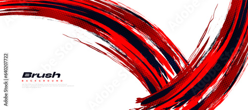 Abstract Red and Black Brush Background with Halftone Effect. Brush Stroke Illustration for Banner, Poster, or Sports Background. Scratch and Texture Elements For Design