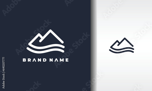 mountain and river line logo
