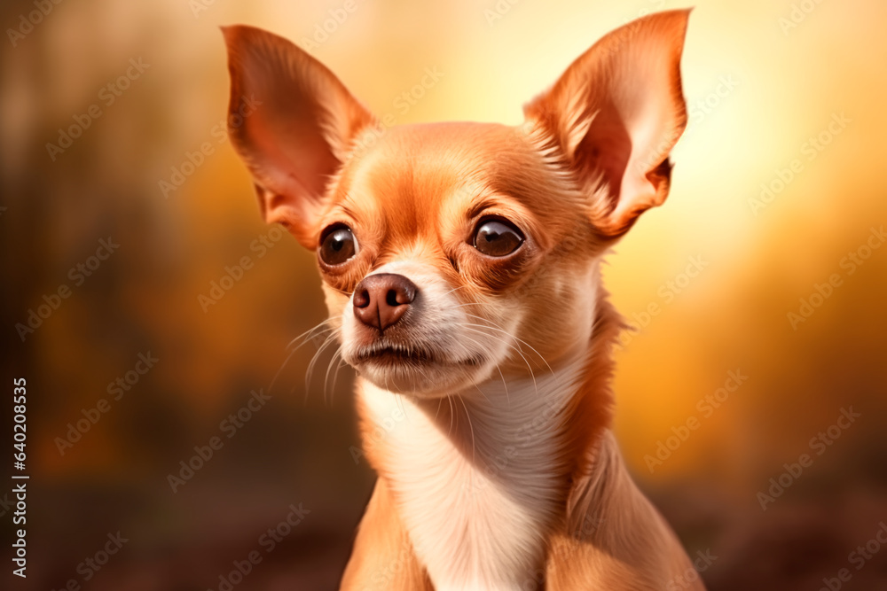 Chihuahua dog on a natural background. A walk in the park Chihuahua dog on a natural background. A walk in the park