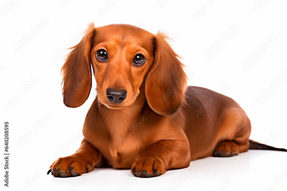 Dachshund dog on a white isolated background