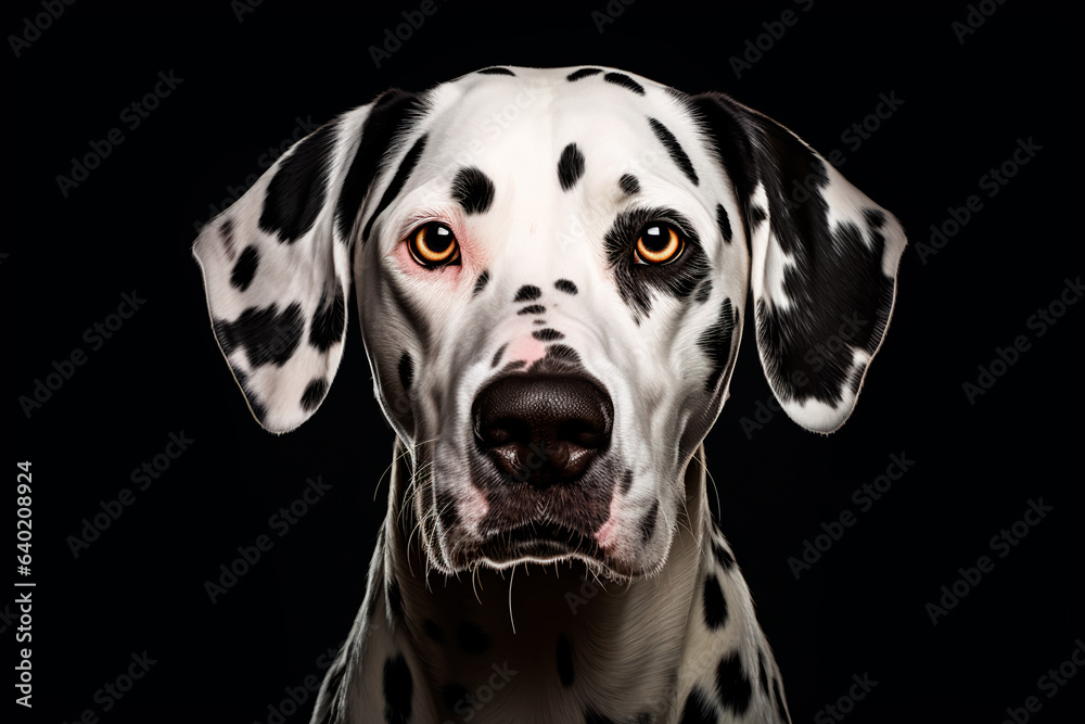 Dalmatian dog on a black isolated background