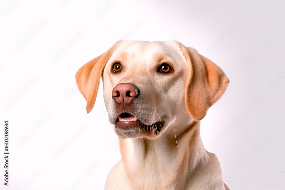 Beautiful beige labrador dog on a white isolated background Beautiful beige labrador dog on a white isolated background