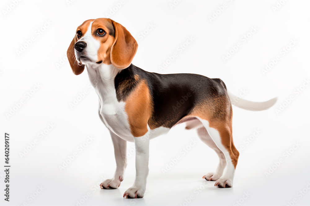 Beautiful beagle dog on a white isolated background