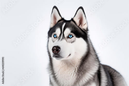 Beautiful husky dog on a white isolated background