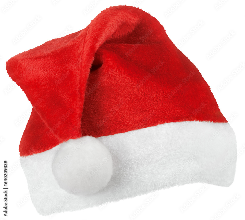 Santa Claus red hat or Christmas red cap isolated on transparent background Santa Claus red hat or Christmas red cap isolated on transparent background