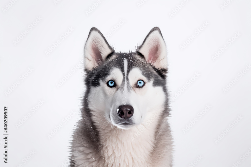 Beautiful husky dog on a white isolated background