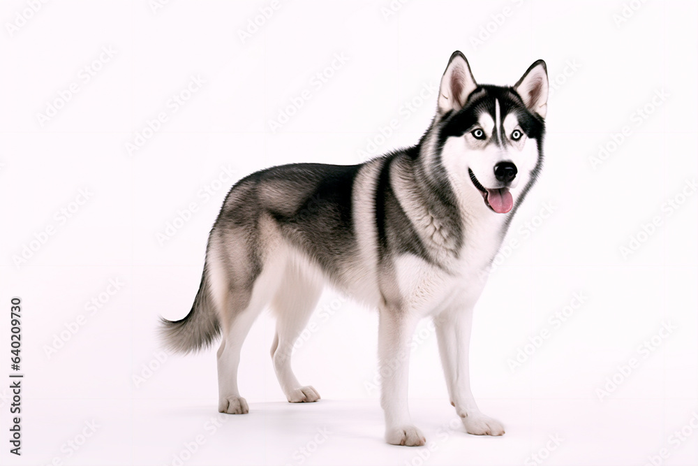 Obraz premium Beautiful husky dog on a white isolated background