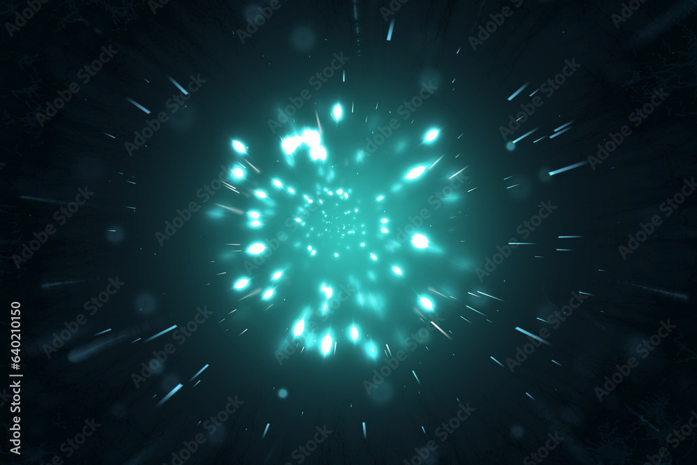 Naklejka premium Explosion of glowing colored particles