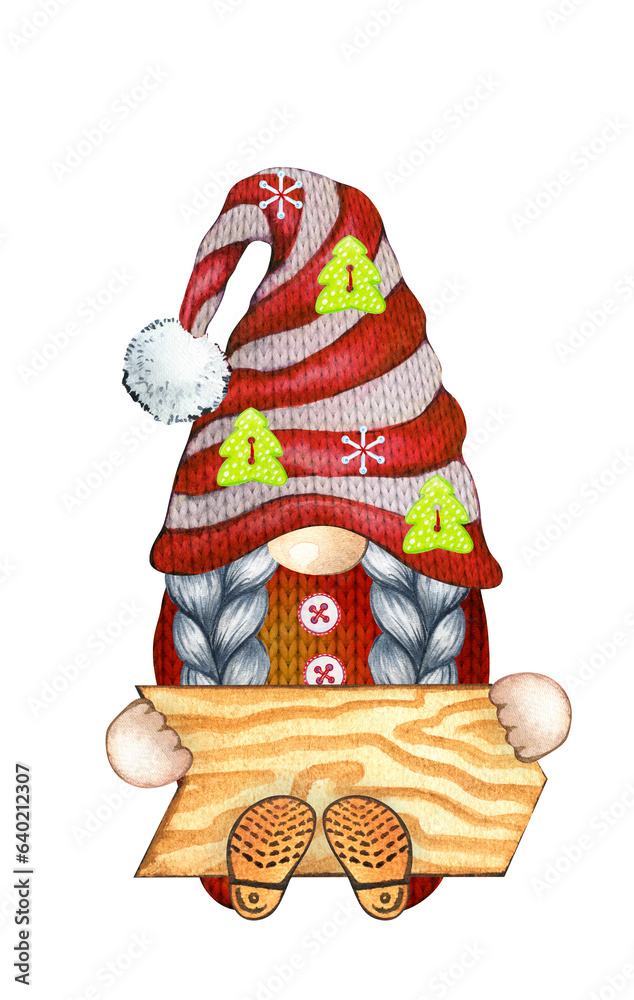 Christmas Gnome. Merry Christmas Gnome. Greeting Gnome. Watercolor Gnome Christmas Gnome. Merry Christmas Gnome. Greeting Gnome. Watercolor Gnome
