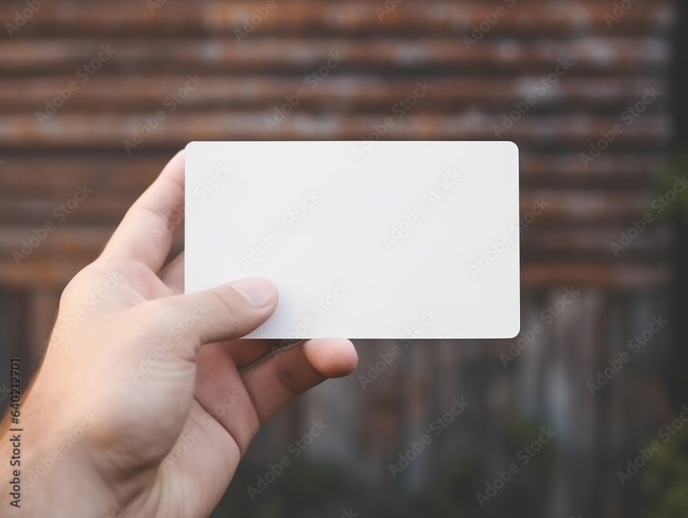 Mockup of hand and business card with isolated background generative ai Mockup of hand and business card with isolated background generative ai