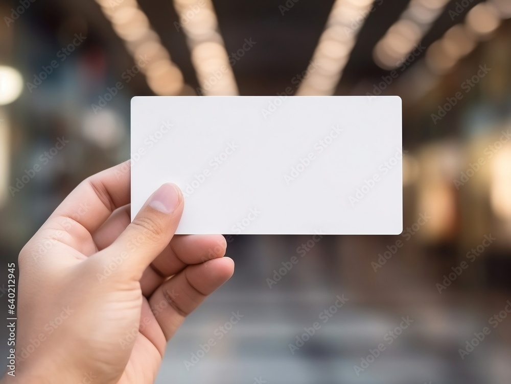 Mockup of hand and business card with isolated background generative ai Mockup of hand and business card with isolated background generative ai